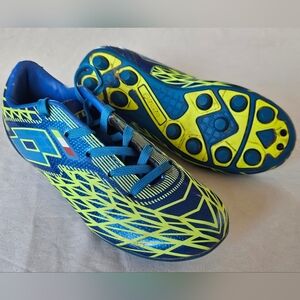 Lotto Forza II Jr Shiny Blue Day Glow Green Soccer Cleats Size 1 Italy
